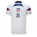 Billige Forenede Stater Timothy Weah #21 Hjemmebane Fodboldtrøjer VM 2022 Kortærmet